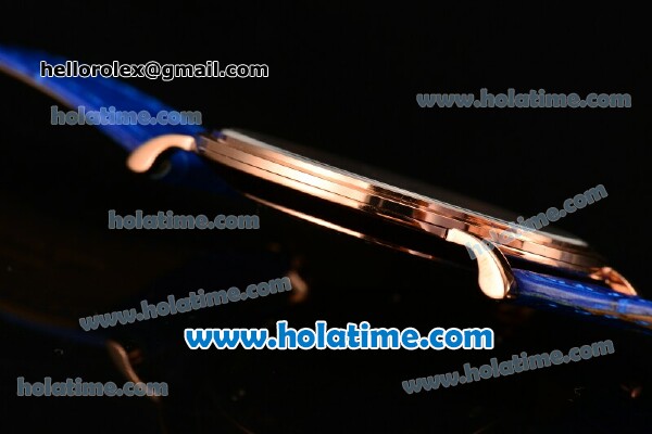Patek Philippe Calatrava Miyota OS2035 Quartz Rose Gold Case with Blue Dial and Arabic Numeral Markers - Click Image to Close